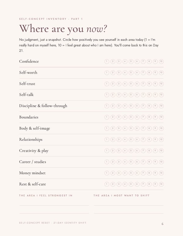 Self-concept inventory page
